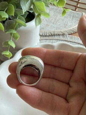 Free People Wide Polished Silver Dome Ring